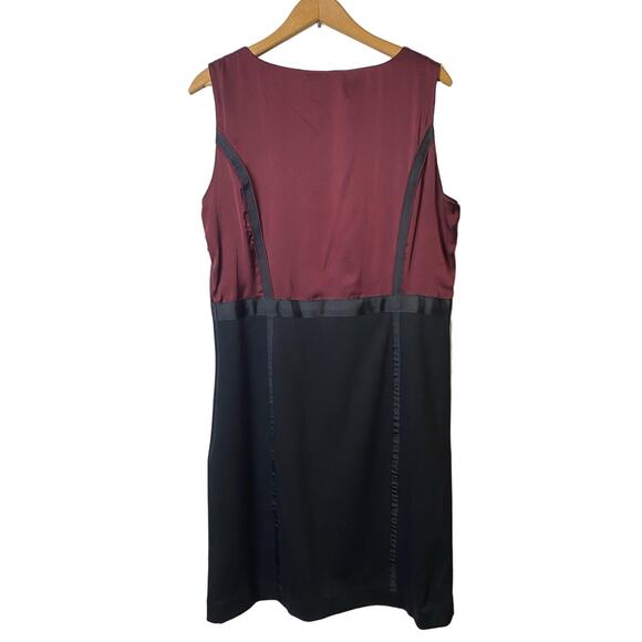 Dana Buchman Maroon and Black Sleeveless Round Neck Sheath Dress Size 14 - Picture 3 of 7